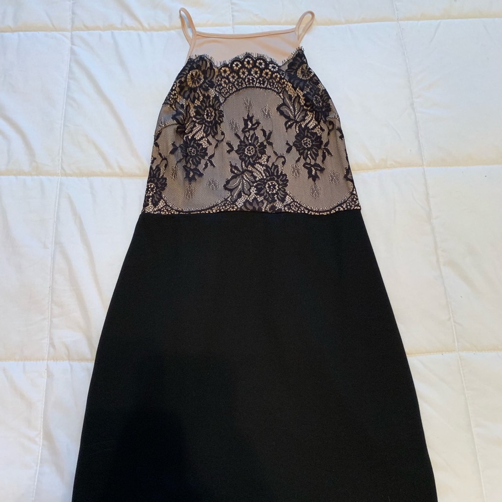 Black and beige color mini dress